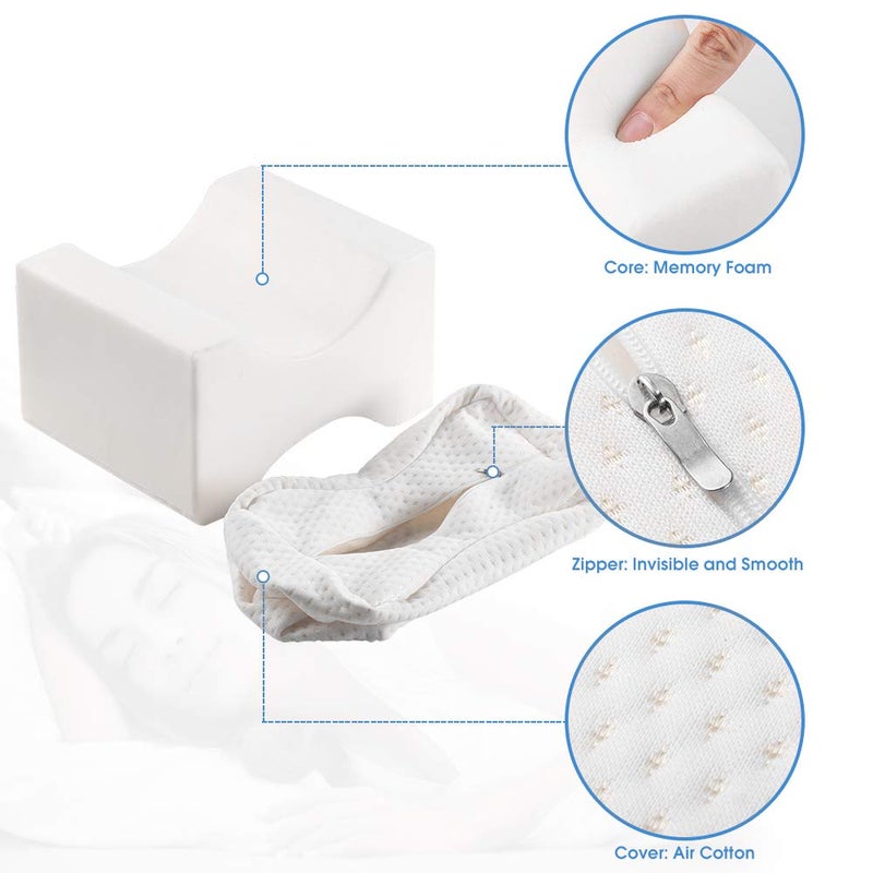ZOAN Knee Pillow for Side Sleepers, Memory Foam Knee Pillow, Leg Pillows for Side Sleeping for Hip, Back and Sciatica Pain Relief - Image 4